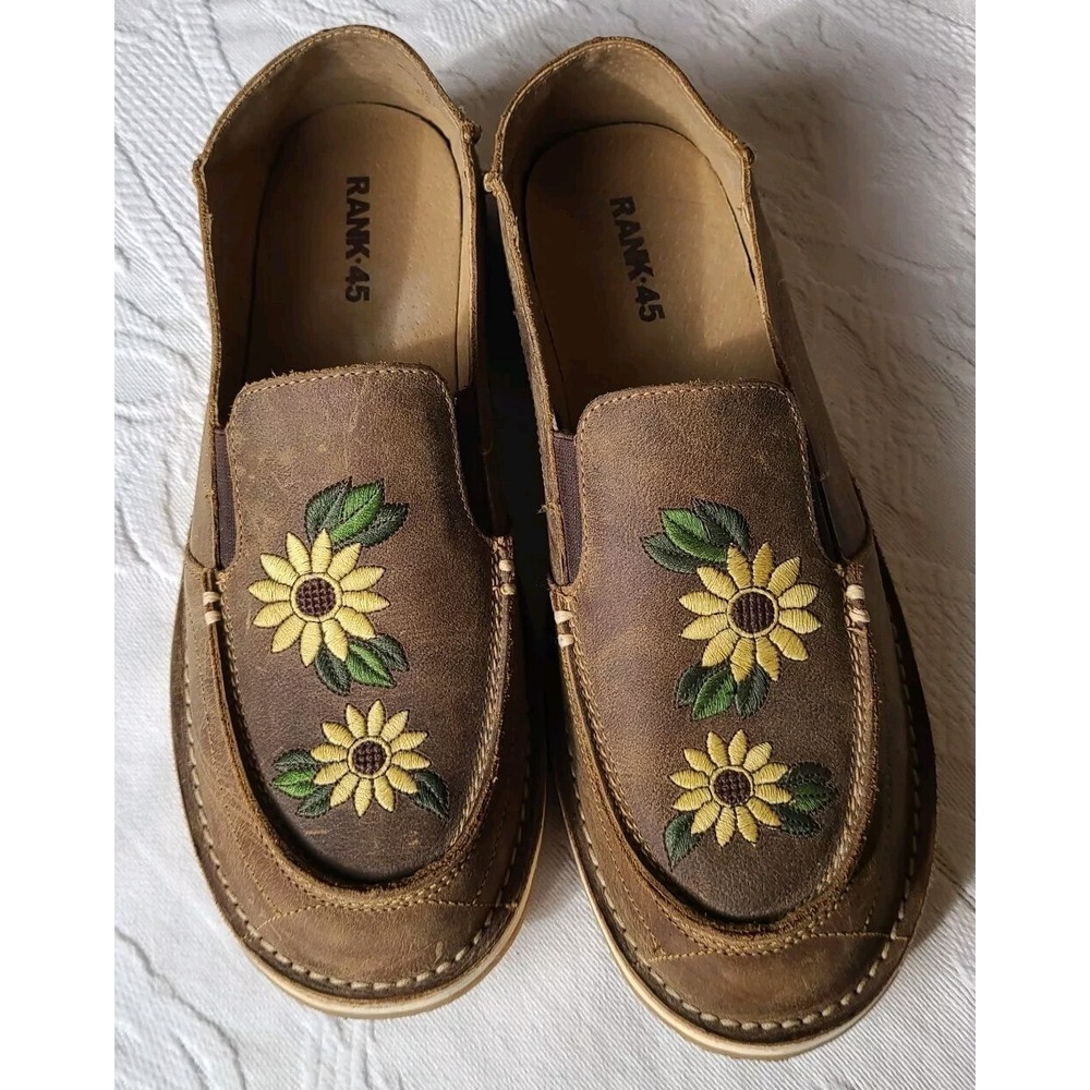 Rank 45 Sunflower Casual Shoes Women's Sz 10 Brown Leather Slip ons Slippers